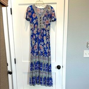 Floral Blue Maxi Dress